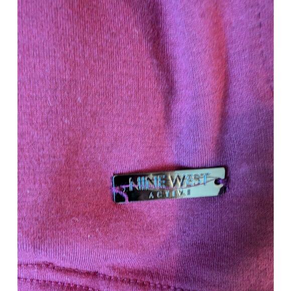 Women's Nine West Active Burgundy LS Mock Neck Shirt Large Pockets Drawstring - Picture 9 of 11